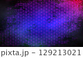 Mystical Neon Glowing Grunge Brick Wall Background. 129213021