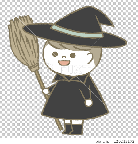 Child dressed as a witch for Halloween 129213172