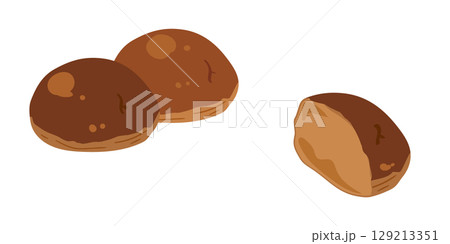 黒糖丸パンのイラスト　セット 129213351