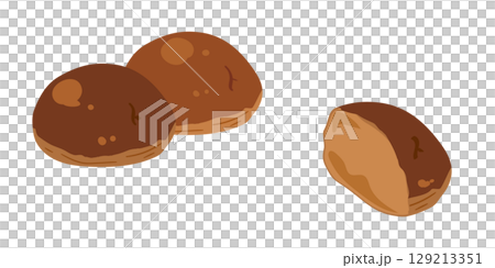黒糖丸パンのイラスト　セット 129213351