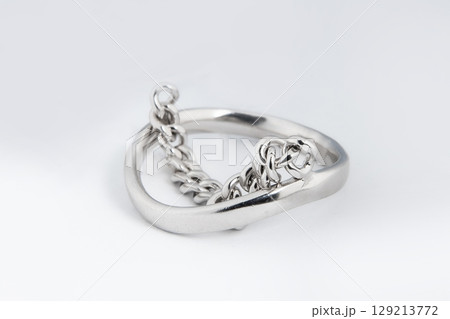 Silver diamond ring isolated on white background. Silver jewelry fashion ring Silver diamond ring isolated on white background. Silver jewelry fashion ring 129213772