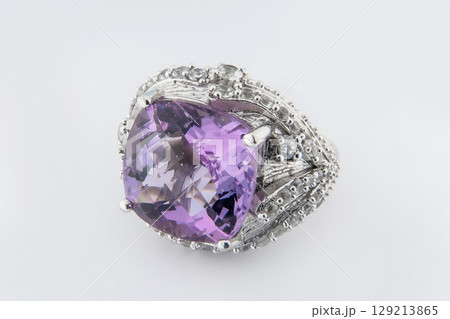 Silver diamond ring isolated on white background. Silver jewelry fashion ring Silver diamond ring isolated on white background. Silver jewelry fashion ring 129213865