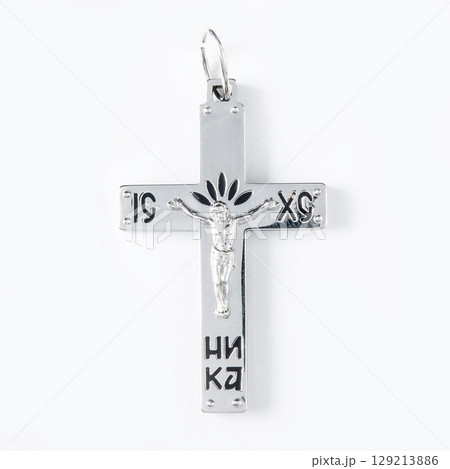 Cross diamond pendant necklace jewel isolated white background Cross diamond pendant necklace jewel isolated white background 129213886