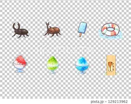 夏季材料套裝,大量銷售,無背景,昆蟲,刨冰,冰淇淋,游泳圈 夏季材料套裝,大量銷售,無背景,昆蟲,刨冰,冰淇淋,游泳圈 129213962