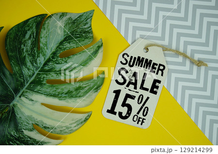 Summer Sale 15% Promotion Offer Discount Retail Shopping Concept 129214299