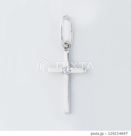 Cross diamond pendant necklace jewel isolated white background Cross diamond pendant necklace jewel isolated white background 129214647