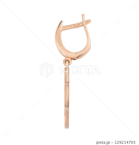 Yellow Gold fashion Diamond Earrings Isolated on White Background 129214703