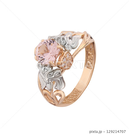 Jewelry wedding ring gold. Engagement golden ring isolated on white background Jewelry wedding ring gold. Engagement golden ring isolated on white background 129214707