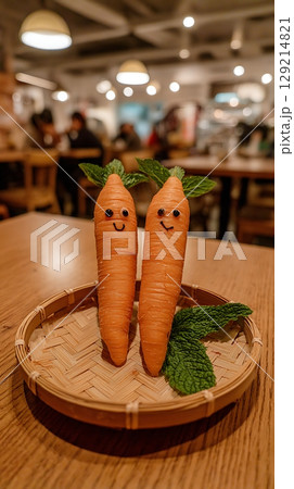Two Happy Carrots in a Basket, A Fun Food Friend Story. 129214821