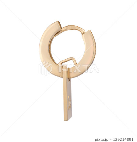 fashion gold earrings fashion stylish elegant jewelry. Golden modern earrings isolated on white background 129214891