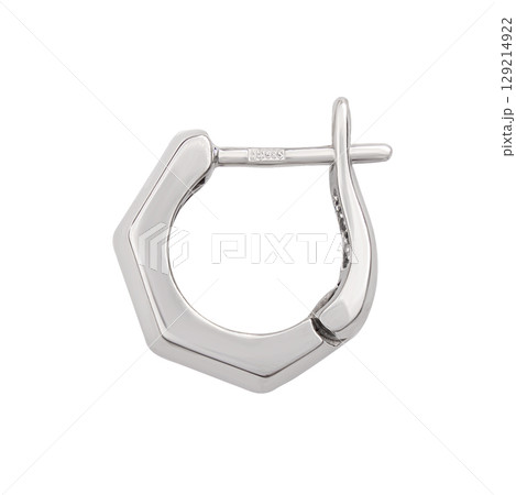 fashion gold earrings fashion stylish elegant jewelry. Golden modern earrings isolated on white background 129214922