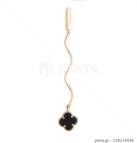 fashion gold earrings fashion stylish elegant jewelry. Golden modern earrings isolated on white background fashion gold earrings fashion stylish elegant jewelry. Golden modern earrings isolated on white background 129214939