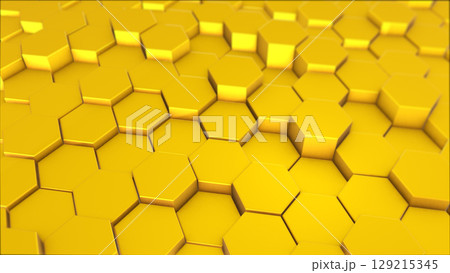 金色の六角形の幾何学模様の背景 金色の六角形の幾何学模様の背景 129215345