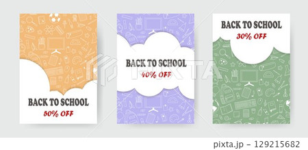 Back to school sale flyer set 129215682