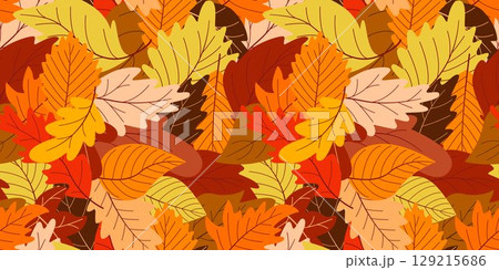 Bright colorful autumn foliage continuous background 129215686