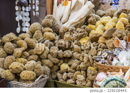 Traditional vegetable washcloth sea sponge. Greece, Rhodes 129216443