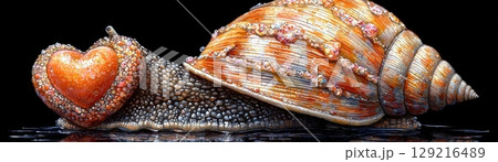 Detailed Close-up of a Colorful Marine Snail...のイラスト素材 [129216489] - PIXTA