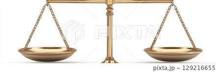Elegant Gold Balance Scale Symbolizing Justice, Fairness, Equality and Legal System Concept 129216655