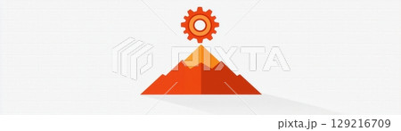 Creative Concept of Mountain with Gear Symbolizing Innovation and Progress in Nature and Industry 129216709