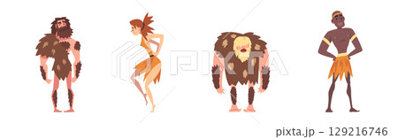 Primitive People Character from Stone Age and African Aboriginal Vector Set Primitive People Character from Stone Age and African Aboriginal Vector Set 129216746