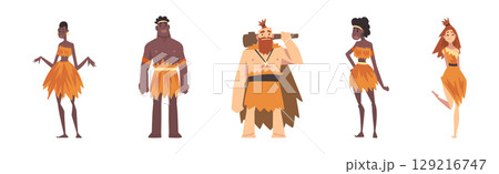 Primitive People Character from Stone Age and African Aboriginal Vector Set Primitive People Character from Stone Age and African Aboriginal Vector Set 129216747