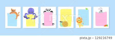Cute Animals Holding Blank Banner Template for Diary Vector Set Cute Animals Holding Blank Banner Template for Diary Vector Set 129216749