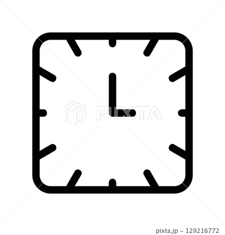 Square Clock Face Icon with Rounded Corners and Markers Square Clock Face Icon with Rounded Corners and Markers 129216772