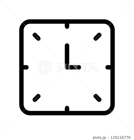 Geometric Square Clock Icon with Sharp Corners and Ticks Geometric Square Clock Icon with Sharp Corners and Ticks 129216776
