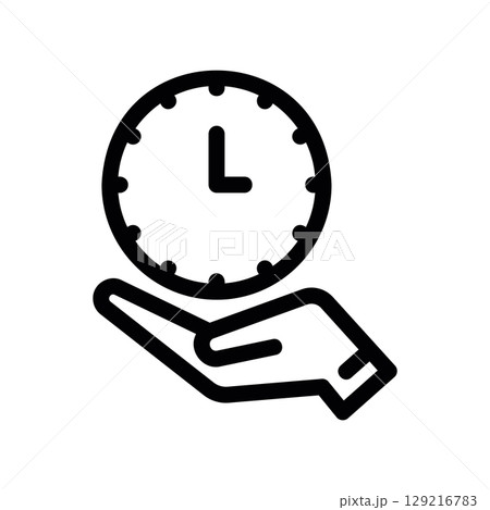 Icon of a Hand Carefully Holding a Small Round Clock 129216783