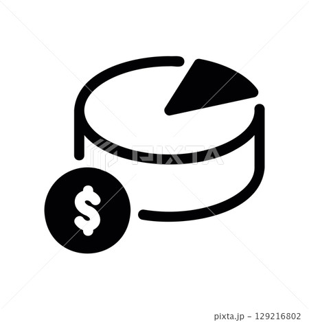 Financial Pie Chart with a Dollar Coin for a Budgeting Icon 129216802