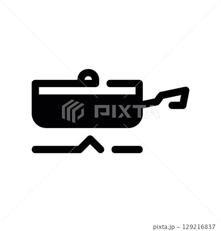 Covered Cooking Pot Heating on a Gas Stove Burner, Glyph Icon 129216837