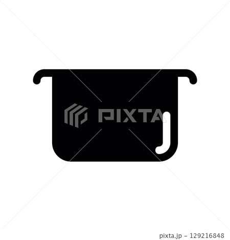 Black Glyph Icon of a Deep Cooking Pot with Two Handles 129216848