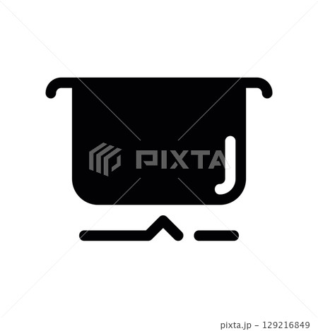 Black Glyph Icon of a Pot Holder Hanging on a Wall Rack 129216849