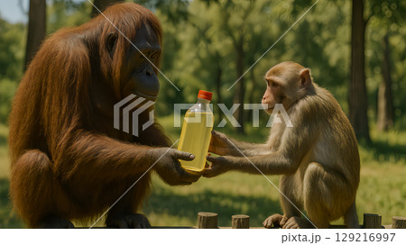 オランウータンのオスから“お酢”そ分け!?まさにすっぱい思い出になった一日 129216997