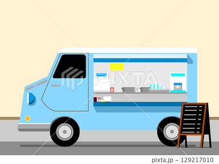 ブルーのキッチンカー 129217010