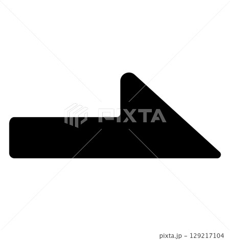 シンプルな黒い右向き半分矢印アイコン 129217104