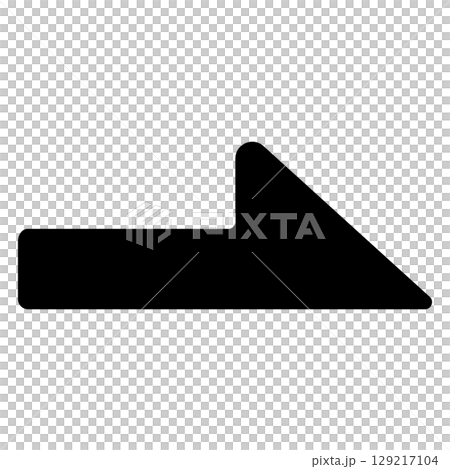 シンプルな黒い右向き半分矢印アイコン 129217104