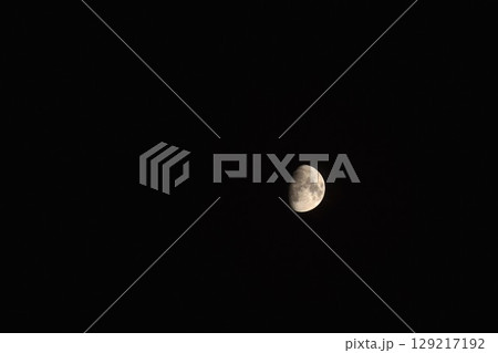 half moon shining floating on sky in night half moon shining floating on sky in night 129217192