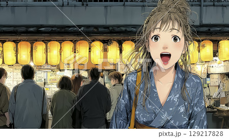 美優シリーズ:温泉街をそぞろ歩き、浴衣で楽しむ旅のひととき 美優シリーズ:温泉街をそぞろ歩き、浴衣で楽しむ旅のひととき 129217828