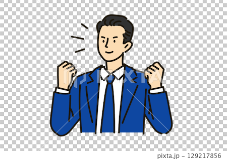 一位身穿藍色西裝的商人舉起拳頭,做出萬歲手勢,慶祝他的商業團隊取得成功,場面十分歡樂 一位身穿藍色西裝的商人舉起拳頭,做出萬歲手勢,慶祝他的商業團隊取得成功,場面十分歡樂 129217856