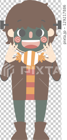 happy halloween holiday festival with character set of  boys wearing frankenstein costume, flat jpg illustration cartoon character design happy halloween holiday festival with character set of  boys wearing frankenstein costume, flat jpg illustration cartoon character design 129217886