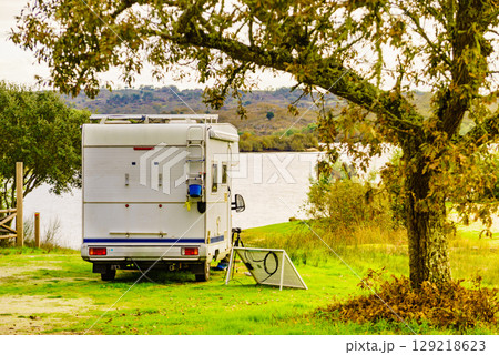 Camper rv camping on nature in Portugal Camper rv camping on nature in Portugal 129218623