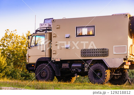 Offroad camper 4x4 truck on nature 129218812