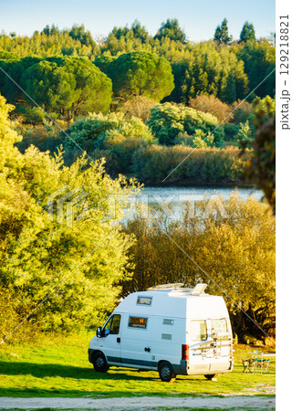Camper van camping on nature in Portugal 129218821