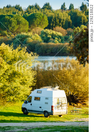 Camper van camping on nature in Portugal 129218822