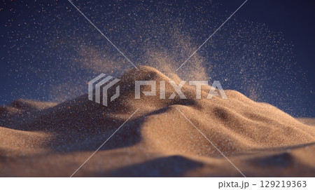 Mystical sand dune with glittering particles. Neural network AI generated Mystical sand dune with glittering particles. Neural network AI generated 129219363