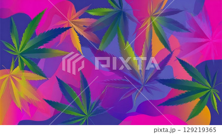Vibrant foliage pattern with multicolored leaves. Neural network AI generated Vibrant foliage pattern with multicolored leaves. Neural network AI generated 129219365