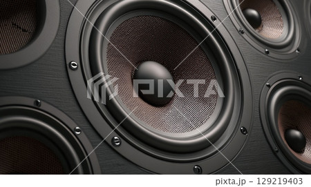 Close-up shot of elegant speaker cone with rich texture. Neural network AI generated 129219403