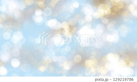 Soft blue and white bokeh sparkle abstract. Neural network AI generated 129219786
