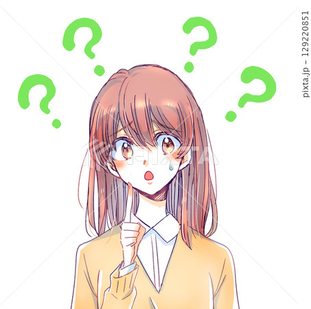 疑問がある女子学生 口パク 汗 疑問がある女子学生 口パク 汗 129220851